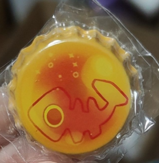 Golden Eggums Bottle Cap Pin
